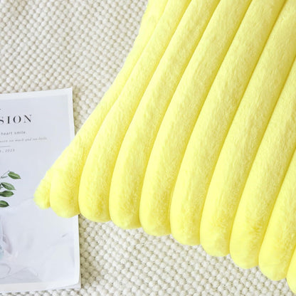 Soleebee Set of 2 Throw Pillow Covers Soft Cozy Velvet Pillowcase Faux Rabbit Fur Cover for Couch Sofa Bed Chair Home Decorative Pillows Cover (24x24 Inch, Lemon Yellow)