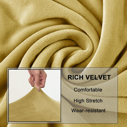 Stretch Couch Cushion Cover Velvet, Sofa Seat Cushion Cover with Ties and Elastic Bands, Couch Covers for Sofa Furniture Protector (Lemon Yellow,Zip Pillowcase)