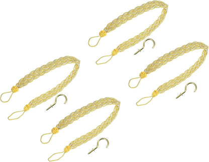 uxcell 4Pcs Curtain Tiebacks, 58cm/23 Braided Drapery Holdback Holder Decorative Rope Tie Back, Yellow