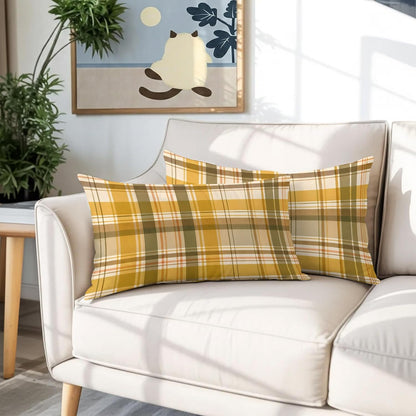 T&H XHome Pastoral Plaid Pillow case 20x40 Inch Fall Check Thanksgiving Yellow Soft Short Plush Pillowcases with Envelope Closure Pillow Cover Bed Pillow Shams for Bed Sofa Car 1PC
