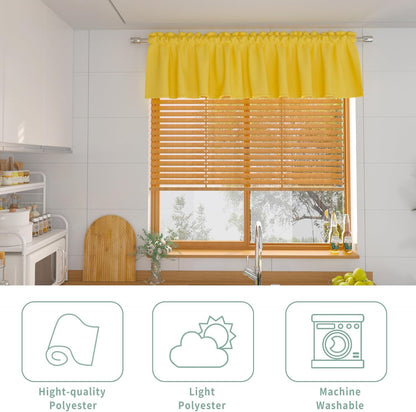 Yellow Small Tiers Kitchen Short Small Mini Window Curtains Valance 18 inches Length Blackout Home Decor Blackout Basement rv Camper Living Room/Bedroom 52W by 18L 1 Piece Rod Pocket