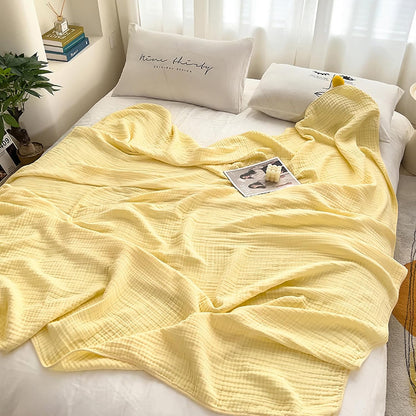 LGYKUMEG Cotton Throw Blanket 100% Muslin Blanket for Couch Breathable Gauze All Season Soft and Lightweight,Yellow,42x42 inch