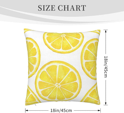 Yellow Sliced Lemon Double Sided Faux Fur Pillow Cover with Hidden Zipper - Soft Decorative Pillow Case for Sofa Bed Car