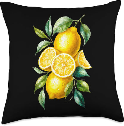 Watercolor Citrus Lemonade Minimalist Summer Lemon Throw Pillow