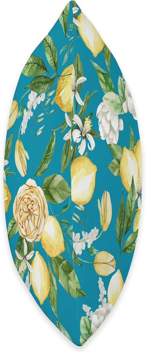 Summer by Vine Mercantile Turquoise-Amalfi Lemon Blossom Watercolor Citrus Pattern Throw Pillow, 18x18, Multicolor