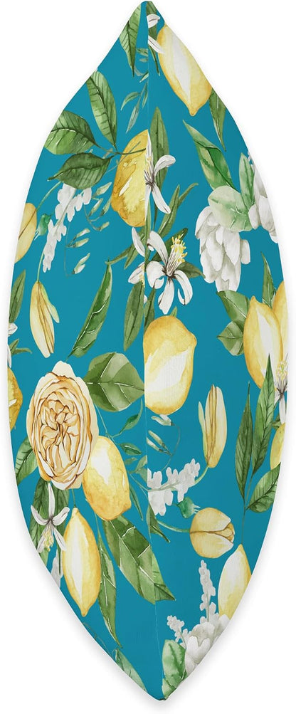 Summer by Vine Mercantile Turquoise-Amalfi Lemon Blossom Watercolor Citrus Pattern Throw Pillow, 18x18, Multicolor