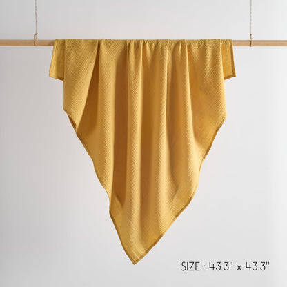 Meracorallo Muslin Swaddle Blanket, 100% Cotton Receiving Blanket Soft and Breathable Swaddle Wrap for Baby Boys and Girls, Yellow