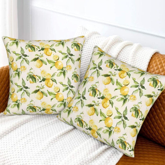KiuLoam Summer Vintage Yellow Lemon Floral Throw Pillow Covers 20 x 20 Inch Set of 2 Outdoor Decorative Pillow Cases Farmhouse Cushion Cases for Couch Bed Home Decor