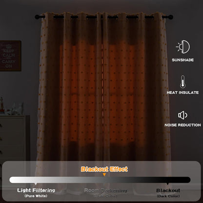 MYSKY HOME 90 Inches Long Living Room Curtains with Yellow Pom Pom Sheer Nursery Curtain Kids Blackout Drapes for Bedroom Double Layer Room Darkening Window Panels Grommet, Yellow, 52" Wide, 2 Pieces