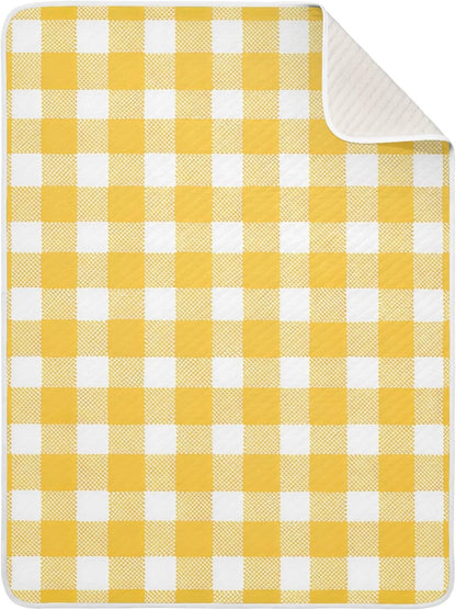 Yellow Gingham Cotton Baby Blanket 30" x 40" Warm Soft Breathable Muslin Swaddle Blankets for Toddler Boys Girls Nursery Receiving Wraps