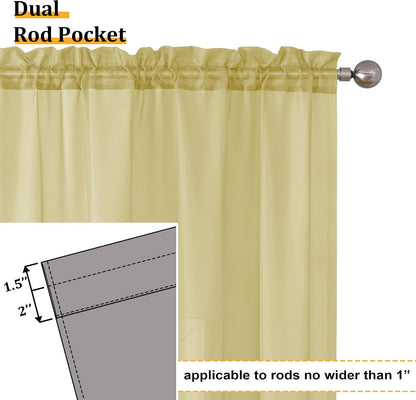 Aiyufeng Yellow Sheer Curtains 2 Panel Sets 84 Inches Long - Transparent Light Weight Soft Yellow Window Treatment Panels for Study Room/Living Room/Guest Room, Per Panel W40 X L84 inches