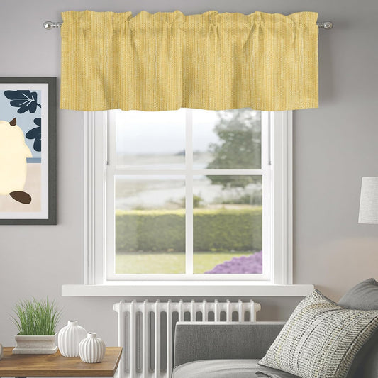 Light Yellow Linen Texture Curtain Valance for Windows Rustic Solid Color Backdrop 42 x 18 Inch Rod Pocket Window Valance Short Curtains for Kitchen Bathroom Bedroom Home Decor, 1 Panel