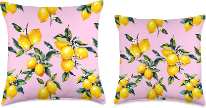 Lemon citrus summer Mediterranean art Throw Pillow