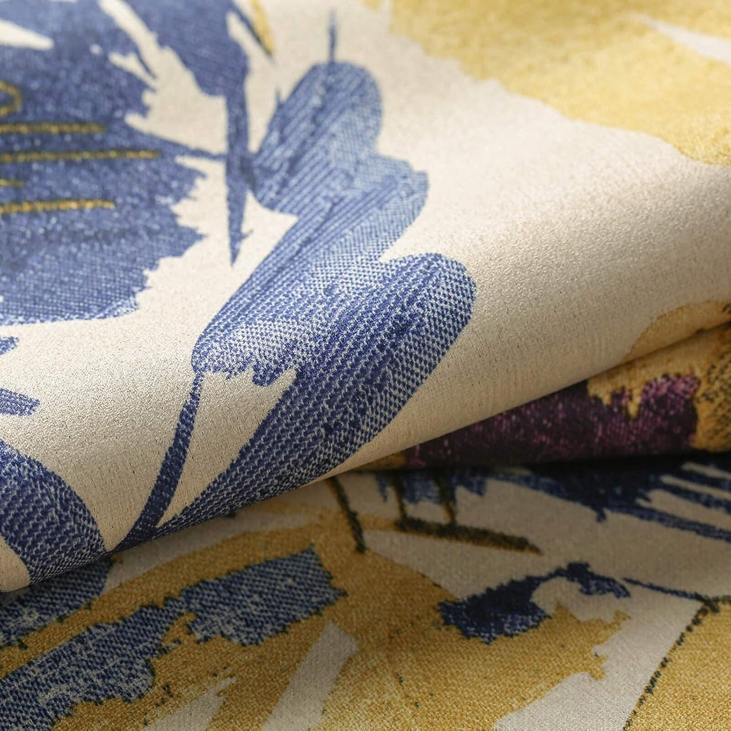 Leeva Window Blackout Curtains and Drapes for Bedroom, Purple and Yellow Leave Macow Print Pattern Heavy Curtain Panels with Grommet Top for Patio Sliding Door, Set of 2, 52x63
