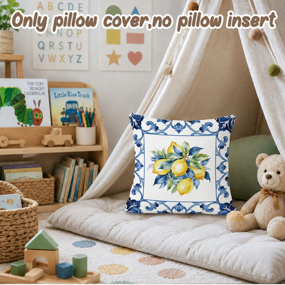 Lemon Pillow Covers 18x18 Decor,Mediterranean Yellow Lemon Decor Throw Pillow Cover,Summer Coastal Decoration for Teen Girls Room College Sofa Couch Bedroom Home Room