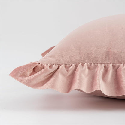 MOJUN Ruffled Throw Pillow Covers 18x18 Inch Set of 2, Velvet Farmhouse Decorative Pillowcases with Ruffles Square Cushion Pillow Covers for Sofa Couch Bed Living Room, Yellow