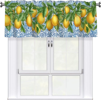 Lemon Valance Curtain Short Window Valance for Kitchen Bathroom Bedroom Living Room Holiday Home Decor 54''X18''