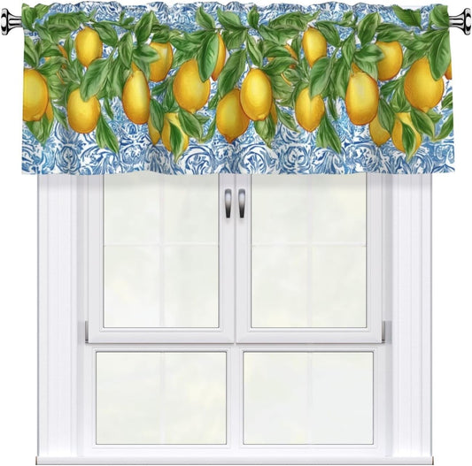 Lemon Valance Curtain Short Window Valance for Kitchen Bathroom Bedroom Living Room Holiday Home Decor 54''X18''