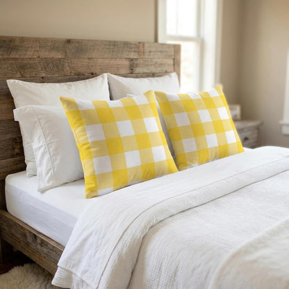Yellow and White Buffalo Check Plaid Throw Pillow Covers Farmhouse Decorative Throw Pillow Case Indoor Outdoor Cushion Cover Pillowcase for Sofa 18X18 Inch Set of 4