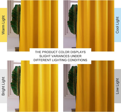 NICETOWN Yellowish Gold Velvet Curtains 84 inch Long - Blackout Thermal Insulating Soft Window Curtains for Bedroom Living Room Dining Sliding Glass Door, W52 x L84, 2 Panels