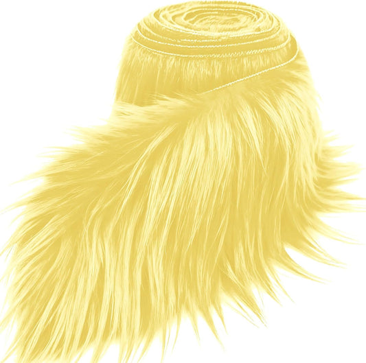 Light Yellow 2x60Inch Faux Fur Shaggy Plush Faux Fur, Fabric Precut Strips Fluffy Fuzzy Faux Fur, Craft Beard Hair, Beard Miniature Dolls Rugs Mats Gift, Winter Halloween Christmas Costume Party Decor