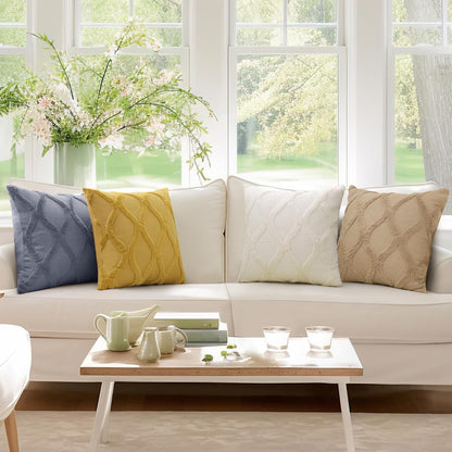 decorUhome Fall Throw Pillow Covers 12x20 Inch Set of 2, Soft Plush Faux Fur Wool Lumbar Mustard Yellow Accent Couch Pillow Covers for Modern Farmhouse Bed Sofa Living Room