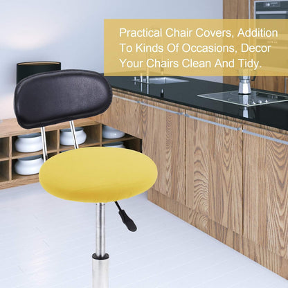 Tatuo Round Bar Stool Seat Covers Washable Stool Cushion Slipcover Elastic Bar Chair Covers for 14-17 Inch Chair (Yellow, 4 Pieces)