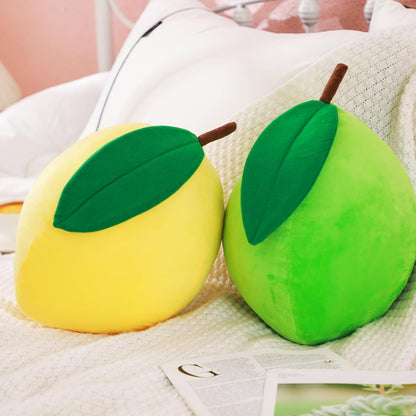 Vercraft 2 Pcs Decorative Lemon Plush Fruit Cute Throw Pillow Kawaii Yellow Hugging Plushies Gift Soft Novelty Green Plush Pillow Cushion Seat Decor for Home 13.8 Inch(Lemon)