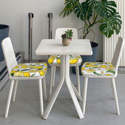 Square Chair Seat Covers Set of 4, Yellow Lemons Chair Covers with Elastic Ties, Soft Stretch Removable Universal Chair Protector Seat Cushion Slipcovers for Dining Room Kitchen Office