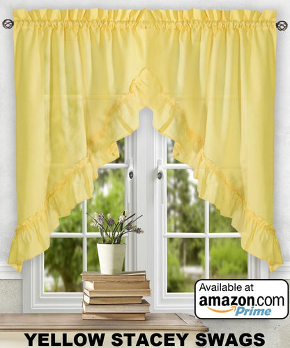 Ellis Curtain Stacey 54-by-13 Inch Ruffled Filler Valance (Yellow)