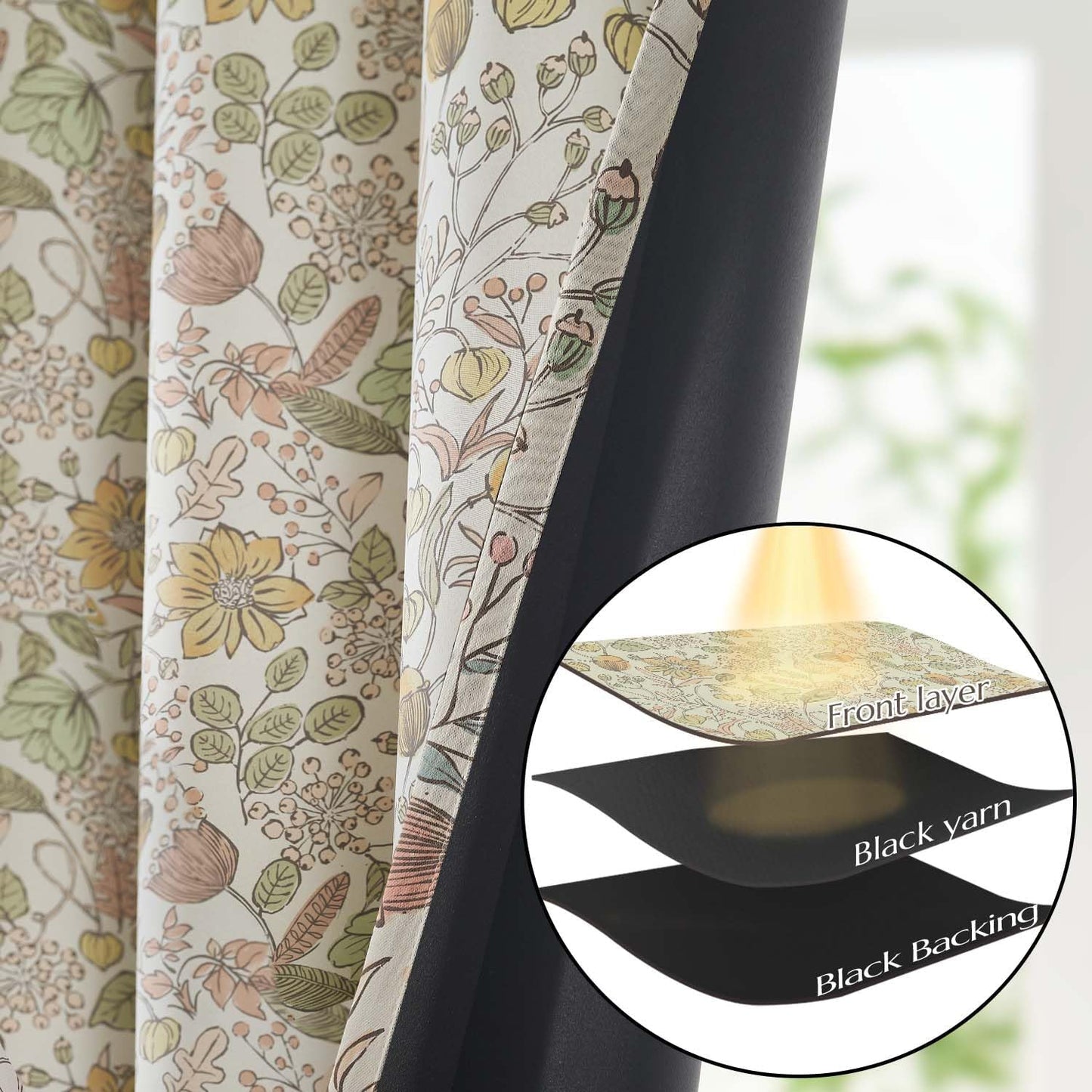 Vangao Yellow Nursery Curtains for Girls Room Floral Blackout Curtains 84 Inch Length Farmhouse Drapes for Bedroom Room Darkening Flower Patterned Window Treatment for Kids Set of 2