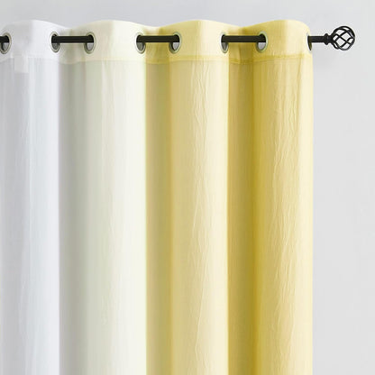 Yellow Blackout Curtains with Ombre Sheers Overlay 84 Inch Long for Living Room Bedroom Decor, Mix and Match Double Layer 90% Blackout Window Drapes for Girls Room, Grommet Top, 52"W, 4 Panels