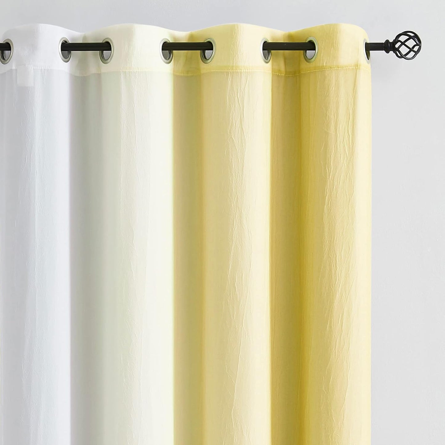 Yellow 90% Blackout Curtains with Ombre Sheers Overlay Mix and Match Double Layer Thermal Insulated Window Panels 63 Inch Length for Living Room Bedroom Home Decor, Grommet Top, 52"W x 63"L, 4pcs
