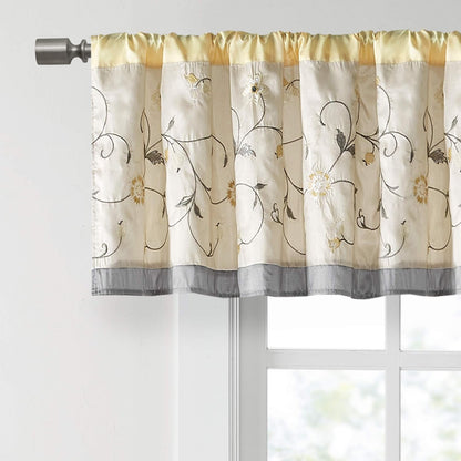 Madison Park Embroidered Light Filtering Rod Pocket Window Treatment Curtain Window Panel Drape for Bedroom Livingroom and Dorm