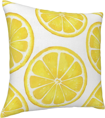 Yellow Sliced Lemon Double Sided Faux Fur Pillow Cover with Hidden Zipper - Soft Decorative Pillow Case for Sofa Bed Car