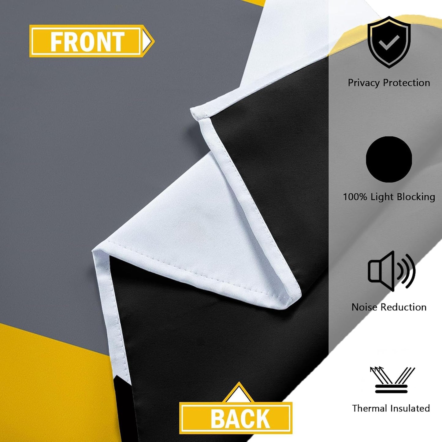 Tyrot Yellow 100% Blackout Curtains for Bedroom 84 inch Length 2 Panels Set Mustard Yellow Grey Modern Abstract Geometric Black Out Curtains Room Darkening Window Drapes for Living Room, 52Wx84L