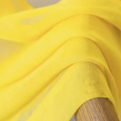 DUALIFE Bright Yellow Sheer Curtains 84 Inch Length - Yellow Sheer Curtains Panels for Bedroom Textured Window Treatment Voile Drapes Rod Pocket 52W x 84L inch Set of 2 Panels