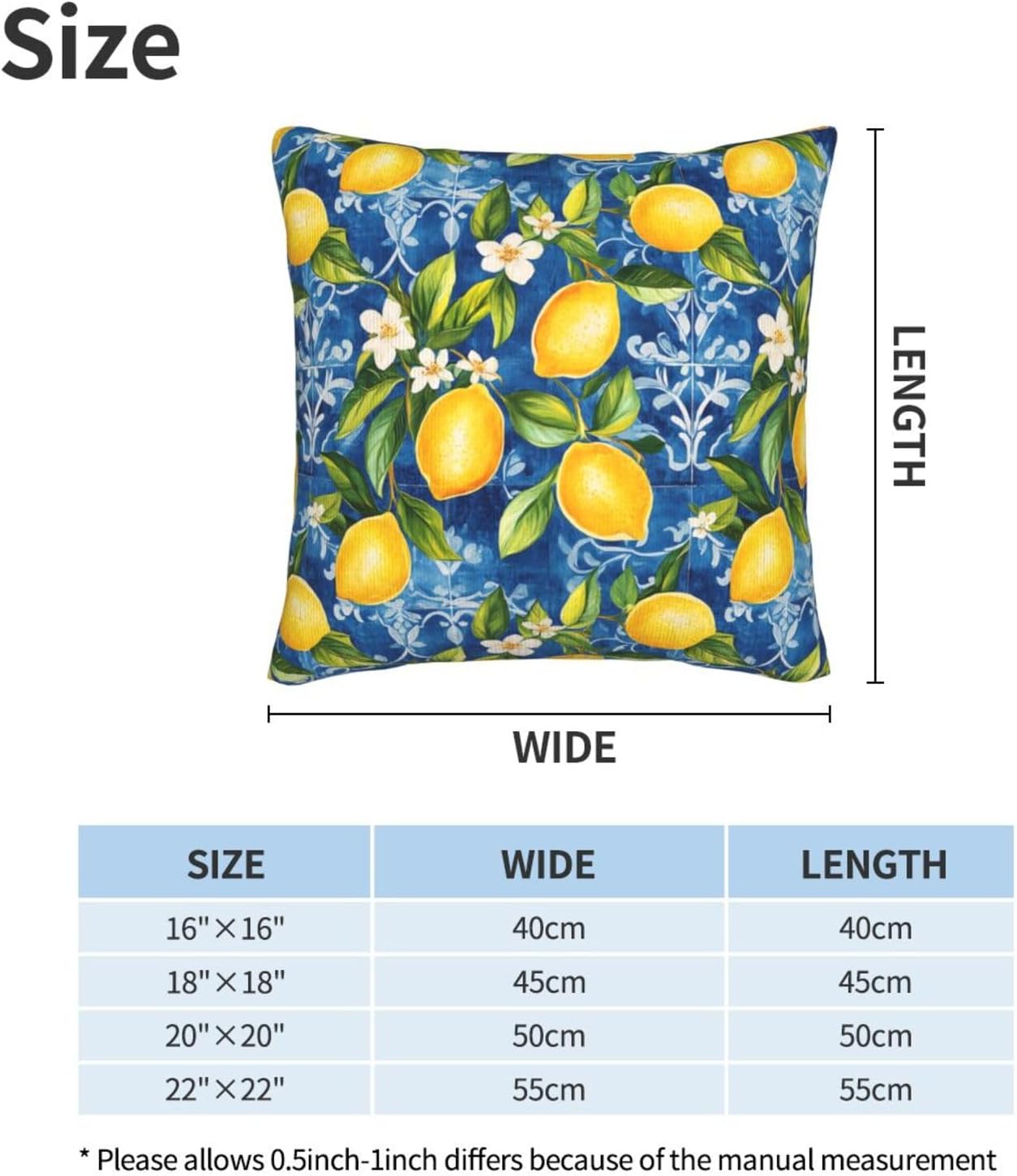 Yellow Lemons Pattern 2 Pack Throw Pillow Covers Sofa Cushions Covers Living Room Bedroom Bed Covers Car Lumbar Covers 18x18 Inches