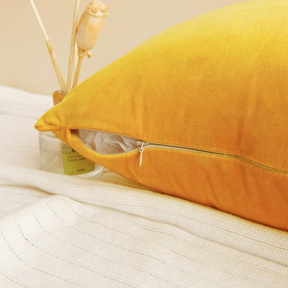 Hibate 2 Pack Soft Velvet Couch Throw Pillow Covers 18x18 Inch for Sofa Living Room Bedroom (Yellow)
