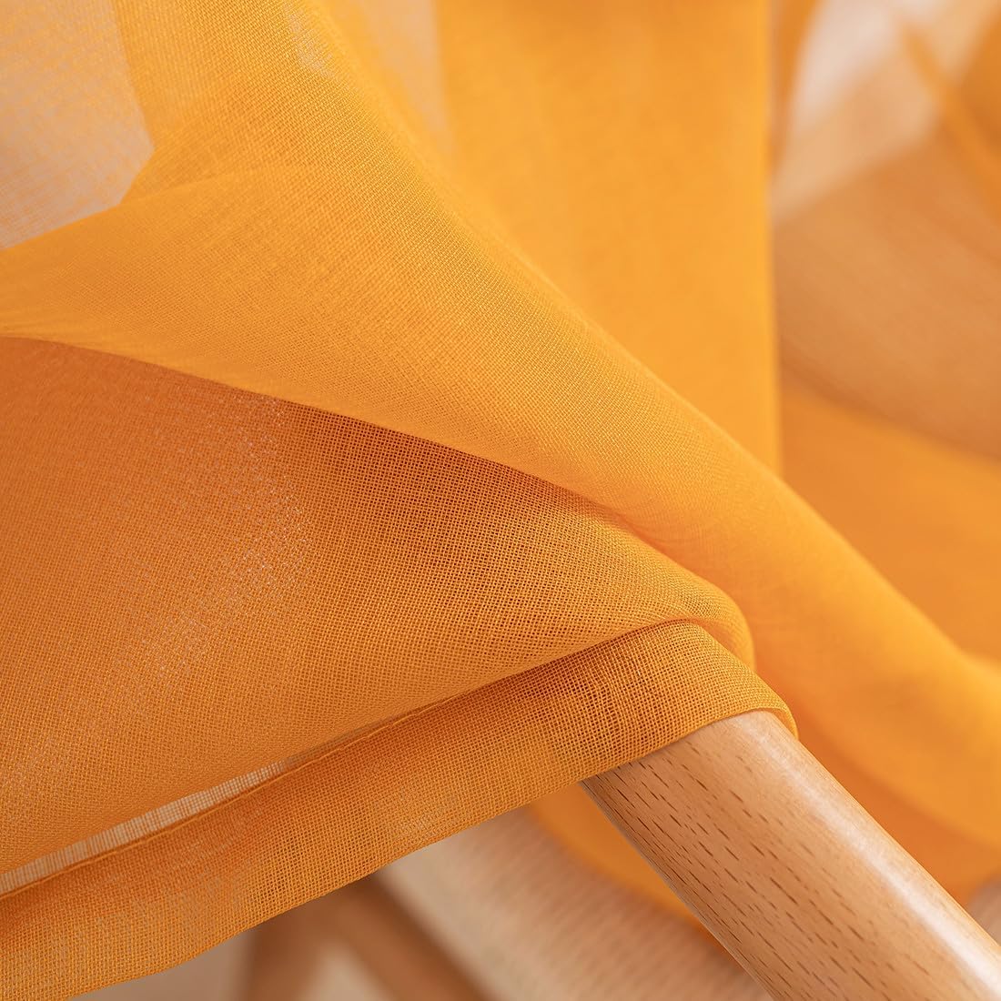 Yellow Sheer Curtains 95 inch Length 2 panels, Rod Pocket Semi Sheer Privacy Curtains, Window Treatments Soft Voile Drapes for Windows Living Room Bedroom French Doors Doorway Divider, 52"Wx 95"L
