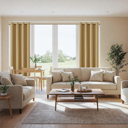 ChrisDowa 100% Blackout Mustard Yellow Solid Curtains 84 Inches Long 2 Panels for Bedroom Living Room,Farmhouse Room Darkening Thermal Insulated Soundproof Grommet Top Window Treatment Drapes,52x84