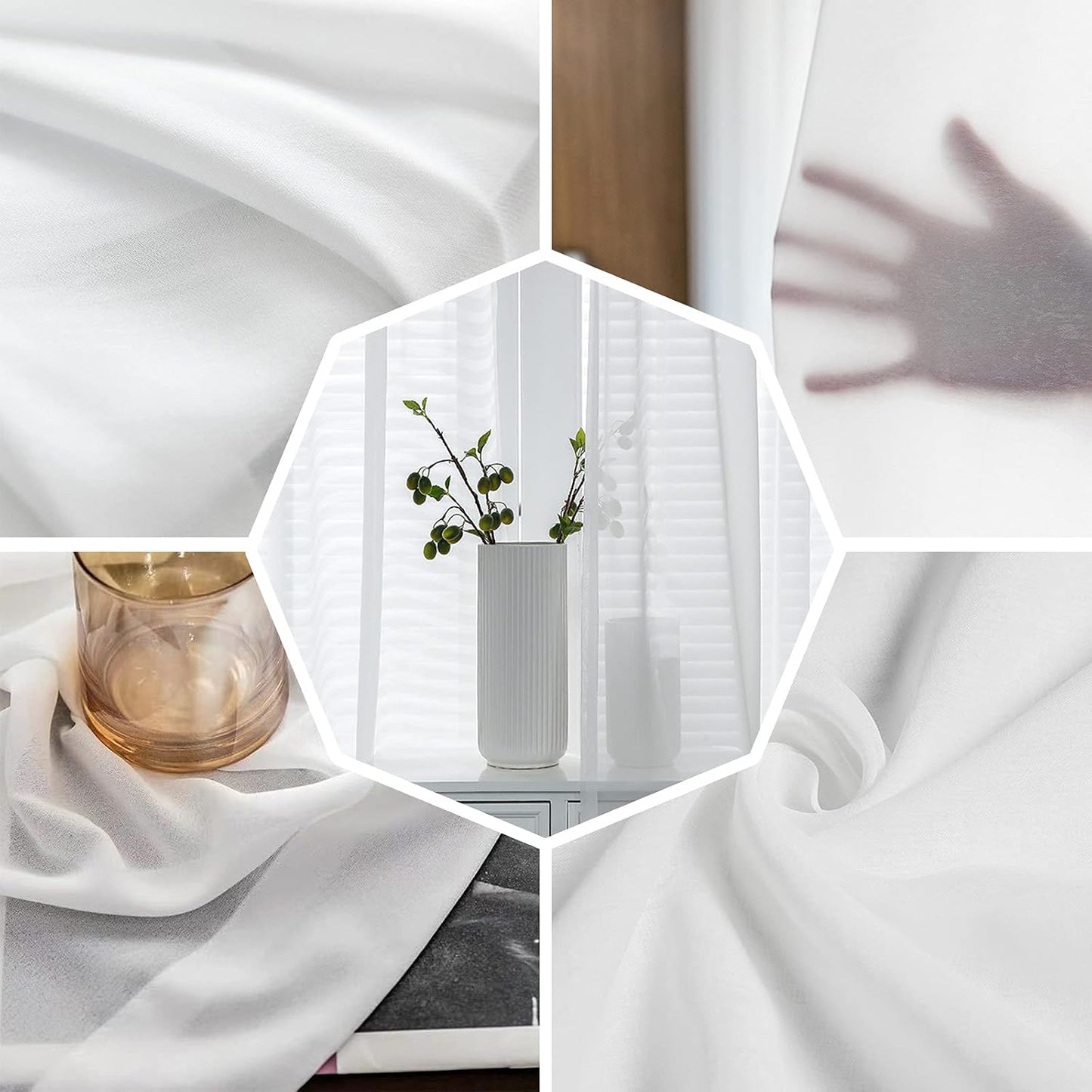 Yellow Lemon Sheer Curtains 84 Inches Long for Living Room/Bedroom, Simple Spring Botanical Fruit Leaves Flower Rod Pocket Voile Kitchen Curtains & Drapes Window Treatment 1 Panel, 52" W x 84" L