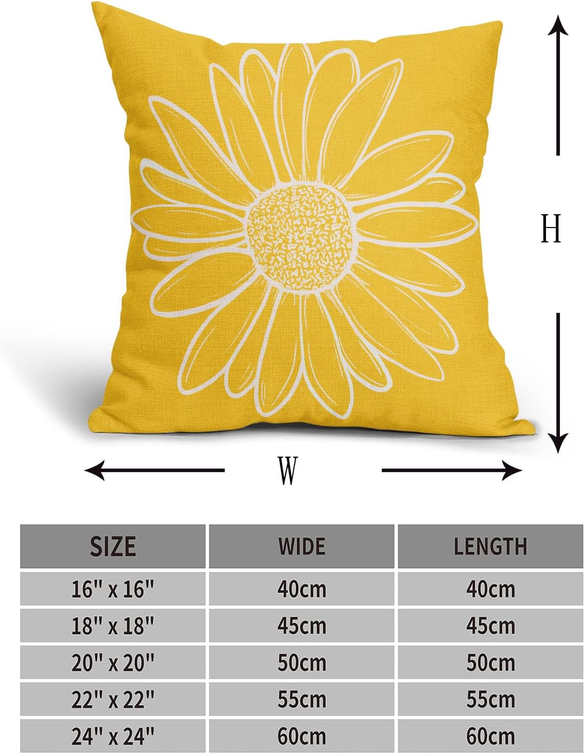Spring Summer Daisy Flowers Pillow Covers 18X18 Inch Yellow Floral Bloom Decorative Pillow Cases Seasonal Modern Cotton Linen Throw Pillows Set of 2 Farmhouse Home Decor for Sofa Couch