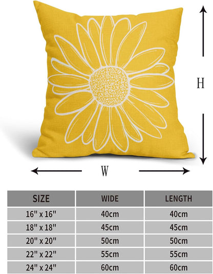 Spring Summer Daisy Flowers Pillow Covers 18X18 Inch Yellow Floral Bloom Decorative Pillow Cases Seasonal Modern Cotton Linen Throw Pillows Set of 2 Farmhouse Home Decor for Sofa Couch