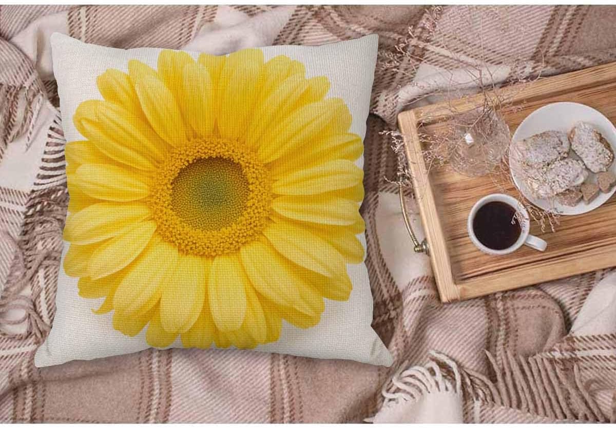WONDERTIFY Throw Pillow Cover Yellow Flower Sunflower Background - Soft Linen Pillow Case for Decorative Bedroom/Livingroom/Sofa/Farm House - Couch Pillow Cushion Covers 18x18 Inch