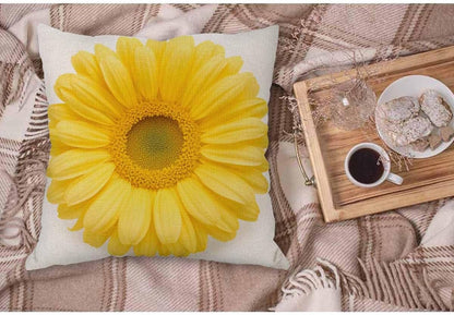 WONDERTIFY Throw Pillow Cover Yellow Flower Sunflower Background - Soft Linen Pillow Case for Decorative Bedroom/Livingroom/Sofa/Farm House - Couch Pillow Cushion Covers 18x18 Inch