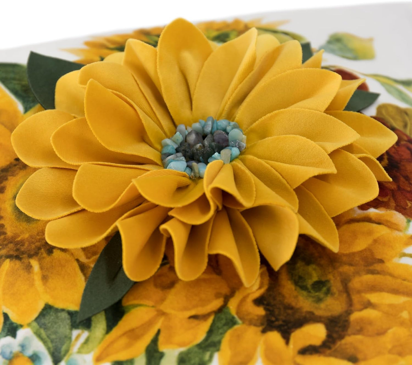 JWH 3D Sunflower Throw Pillow Cover 18x18 Inches White Yellow | Velvet, Handmade, Stereo Flower Design, Decorative Cushion Case, Bed Sofa Couch Home, Summer Pops