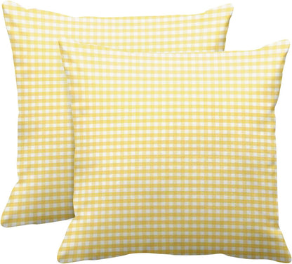 Emvency Throw Pillow Cover Accent Yellow Gingham Spring White Livingroom Decorative Pillow Case Home Decor Square 18 x 18 Inch Pillowcase
