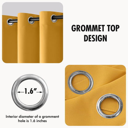 MIULEE Blackout Curtains 96 Inches Long for Bedroom Living Room Thermal Insulated Room Darkening Grommet Top Solid Light Blocking Drapery Set of 2 Window Panels Yellow