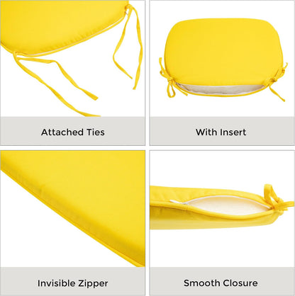Outdoor Chair Cushions Set of 2,Patio Seat Cushion 17"x16"x2",U-Shaped Dining Chair Cushion 17 by 16 Inch,Water Resistant,Fade-Resistant Chair Pads for Kitchen Garden Furniture(Yellow)
